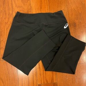 Black Cropped Leggings Asics SZ Med Capri Tight Running Activewear Yoga Comfort
